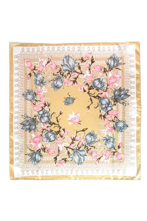 Floral Printed Silky Square Scarf