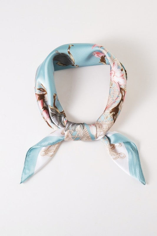 Floral Printed Silky Square Scarf