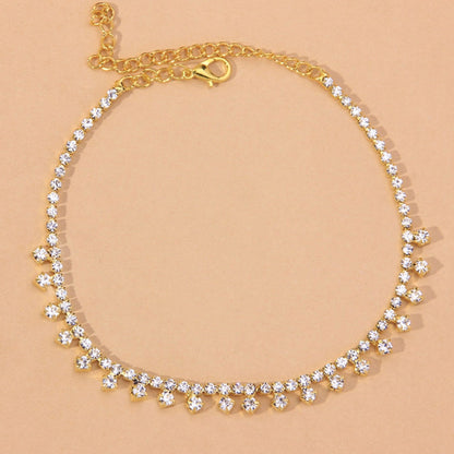 Rhinestone Water Drop Anklet Foot Jewelry for Women Silver/Gold