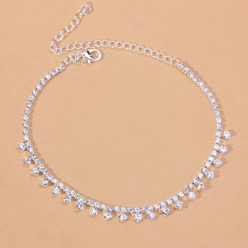 Rhinestone Water Drop Anklet Foot Jewelry for Women Silver/Gold