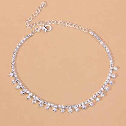 Rhinestone Water Drop Anklet Foot Jewelry for Women Silver/Gold