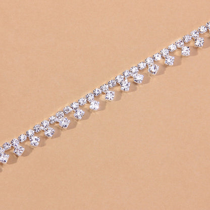 Rhinestone Water Drop Anklet Foot Jewelry for Women Silver/Gold