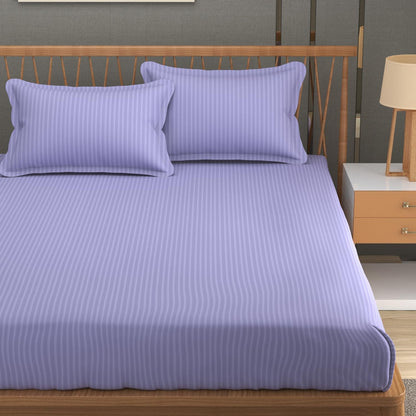 Premium Cotton Double Bed Sheet with 2 Pillow Covers(Color-Purple)