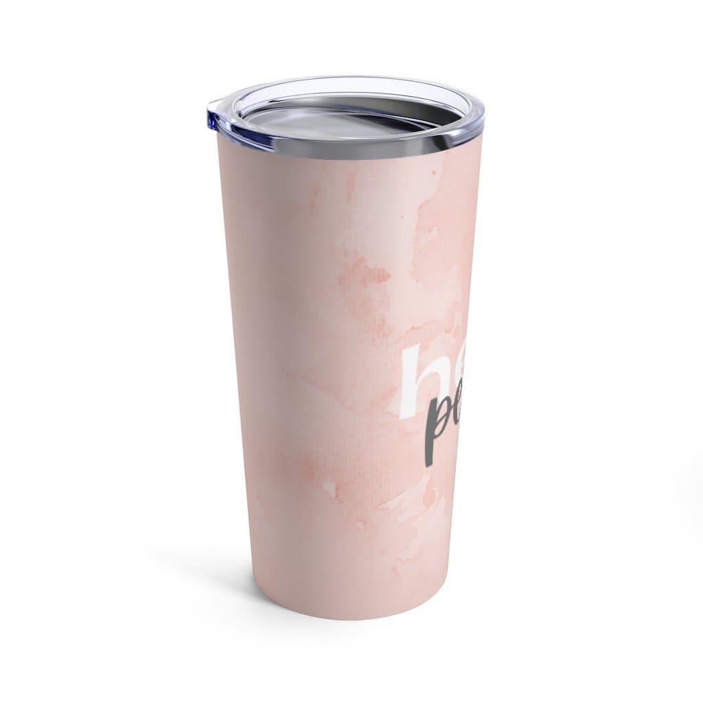 Insulated Tumbler - 20oz - Peach Marble Hello Peace - Travel Mug